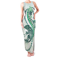 Green Maori Tuatara Family Matching Tank Maxi Dress and Hawaiian Shirt Luxury Pastel Pattern LT01 Mom's Dress Green - Polynesian Pride