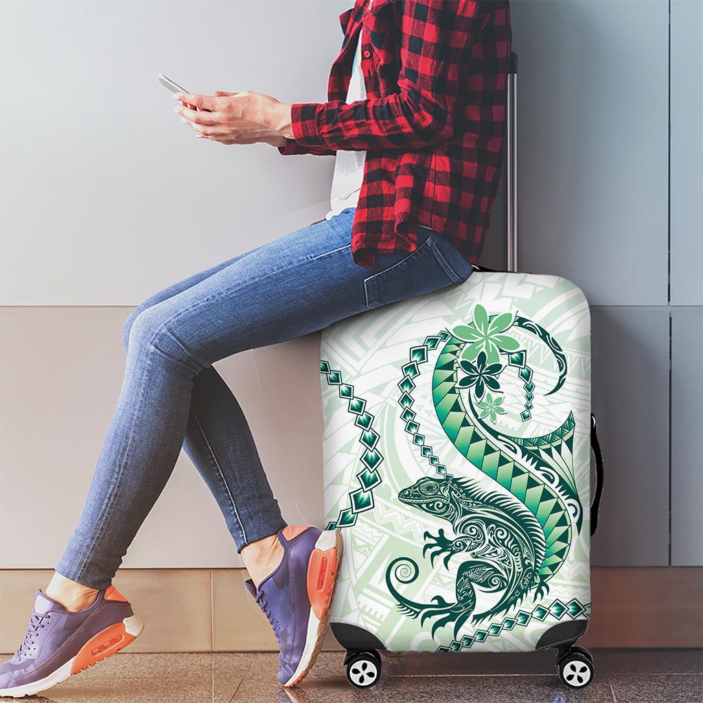 Green Maori Tuatara Luggage Cover Luxury Pastel Pattern
