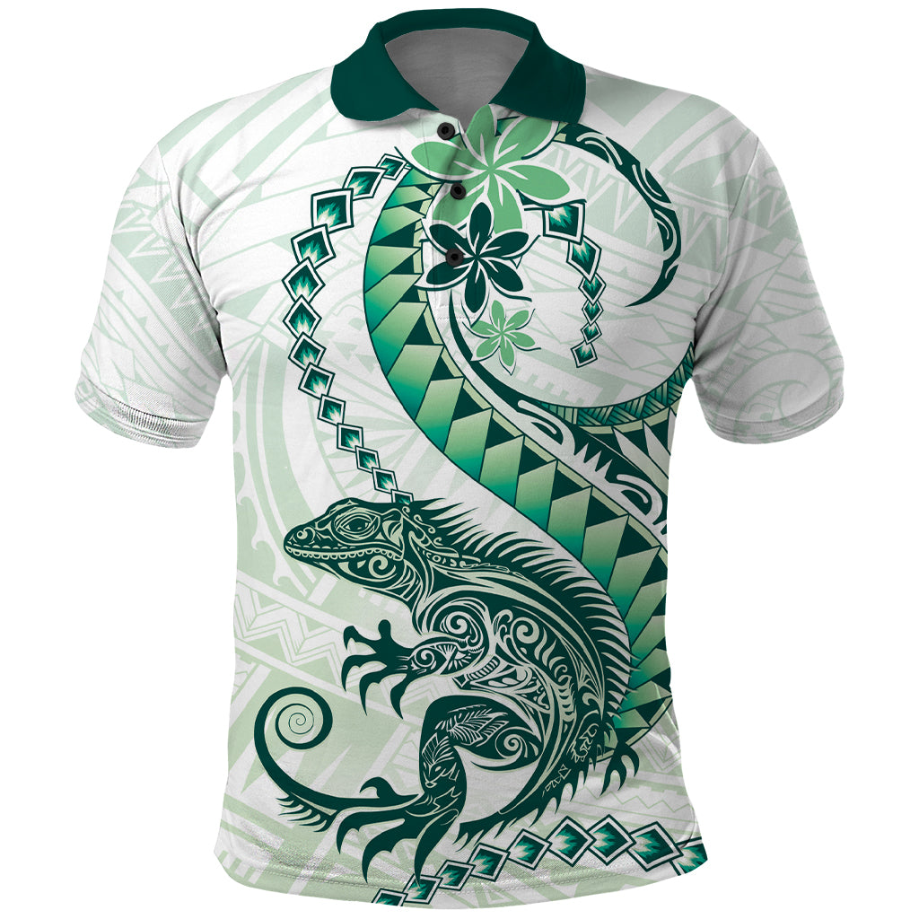 Green Maori Tuatara Polo Shirt Luxury Pastel Pattern