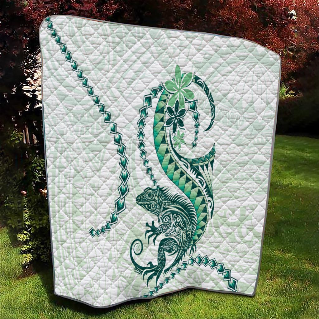 Green Maori Tuatara Quilt Luxury Pastel Pattern LT01 - Polynesian Pride