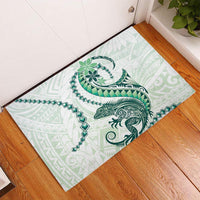 Green Maori Tuatara Rubber Doormat Luxury Pastel Pattern LT01 Green - Polynesian Pride