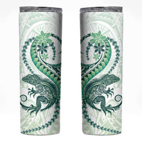 Green Maori Tuatara Skinny Tumbler Luxury Pastel Pattern LT01 Green - Polynesian Pride