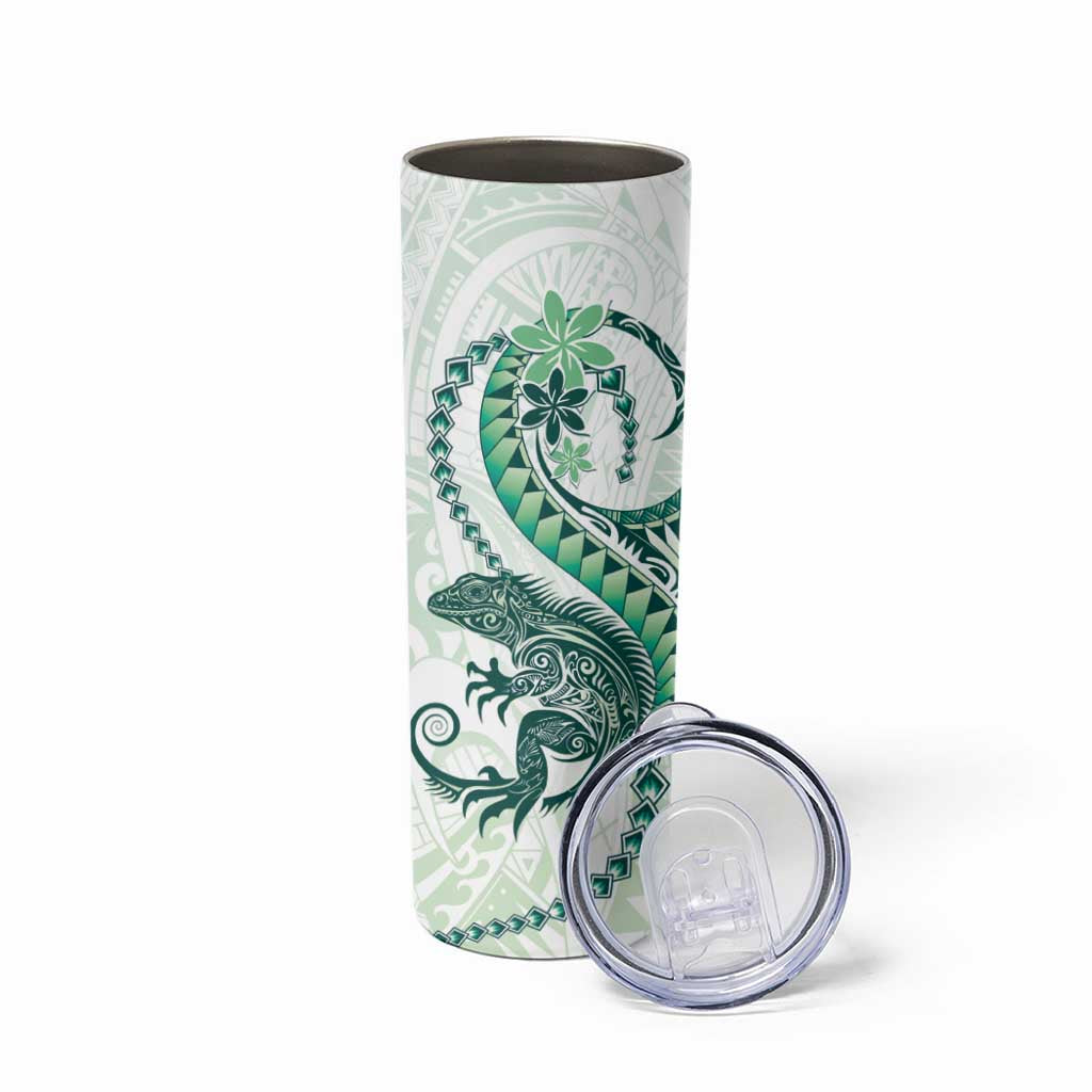Green Maori Tuatara Skinny Tumbler Luxury Pastel Pattern LT01 - Polynesian Pride