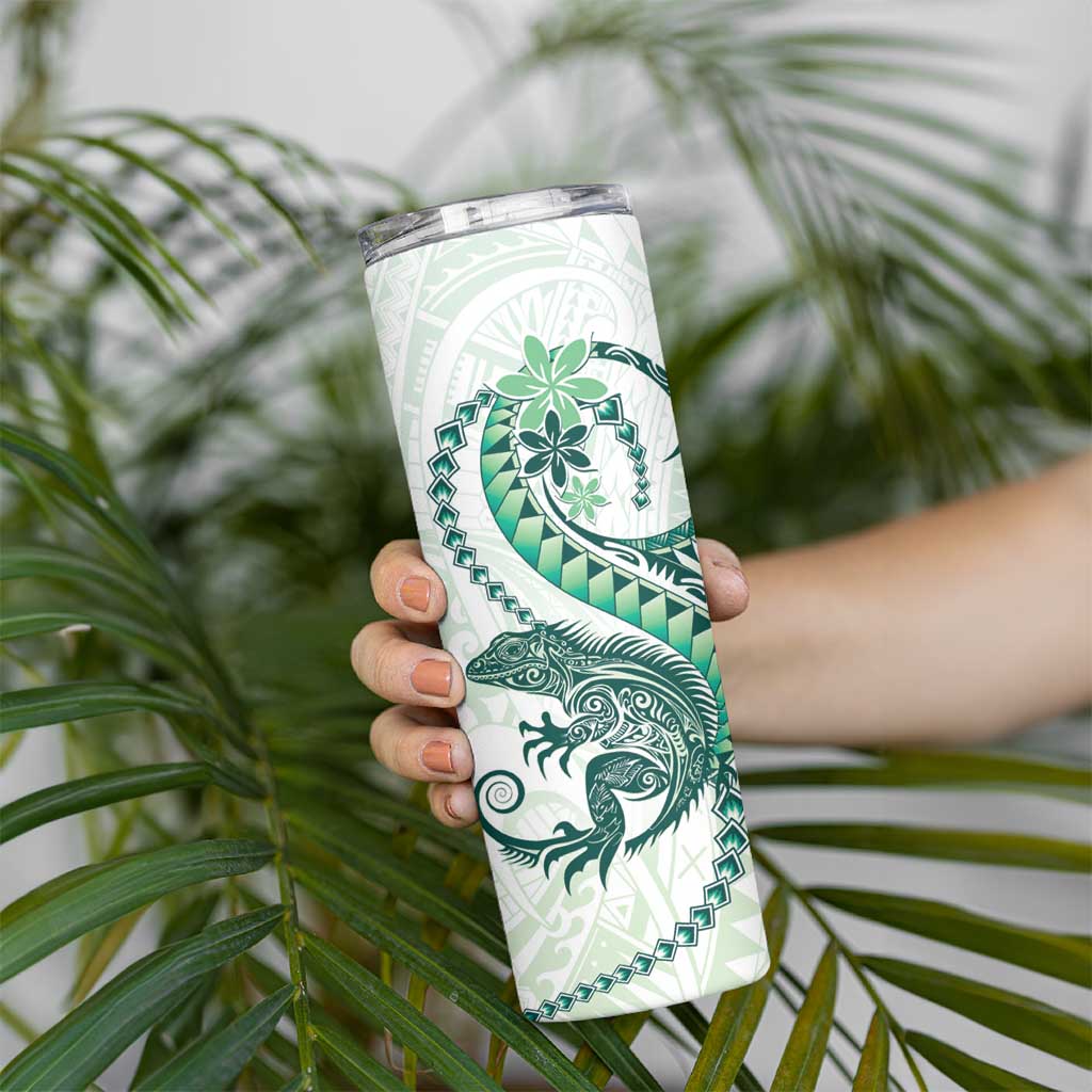Green Maori Tuatara Skinny Tumbler Luxury Pastel Pattern LT01 - Polynesian Pride