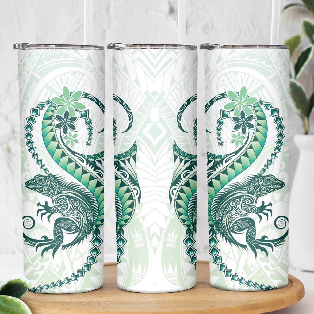 Green Maori Tuatara Skinny Tumbler Luxury Pastel Pattern LT01 - Polynesian Pride