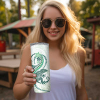 Green Maori Tuatara Skinny Tumbler Luxury Pastel Pattern LT01 - Polynesian Pride