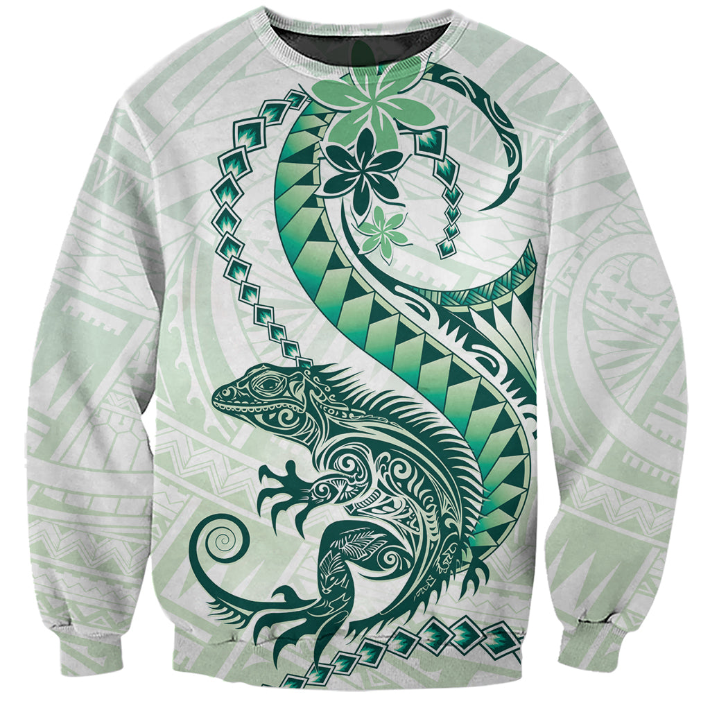 Green Maori Tuatara Sweatshirt Luxury Pastel Pattern LT01 Unisex Green - Polynesian Pride