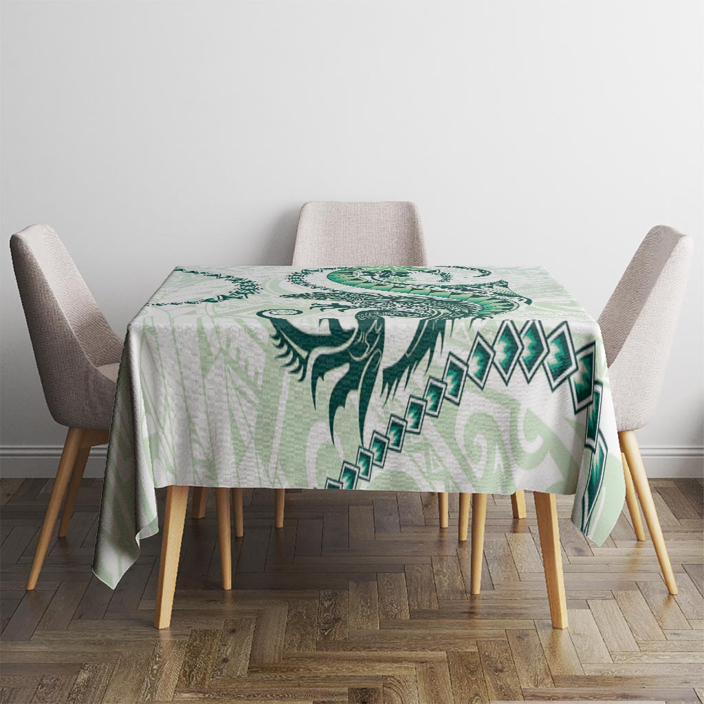 Green Maori Tuatara Tablecloth Luxury Pastel Pattern