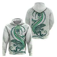 Green Maori Tuatara Zip Hoodie Luxury Pastel Pattern