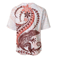 Red Maori Tuatara Baseball Jersey Luxury Pastel Pattern LT01 - Polynesian Pride