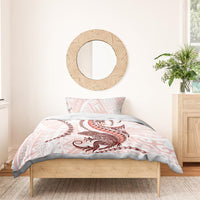 Red Maori Tuatara Bedding Set Luxury Pastel Pattern