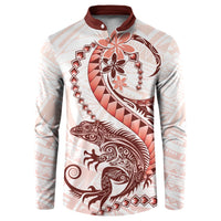 Red Maori Tuatara Button Sweatshirt Luxury Pastel Pattern