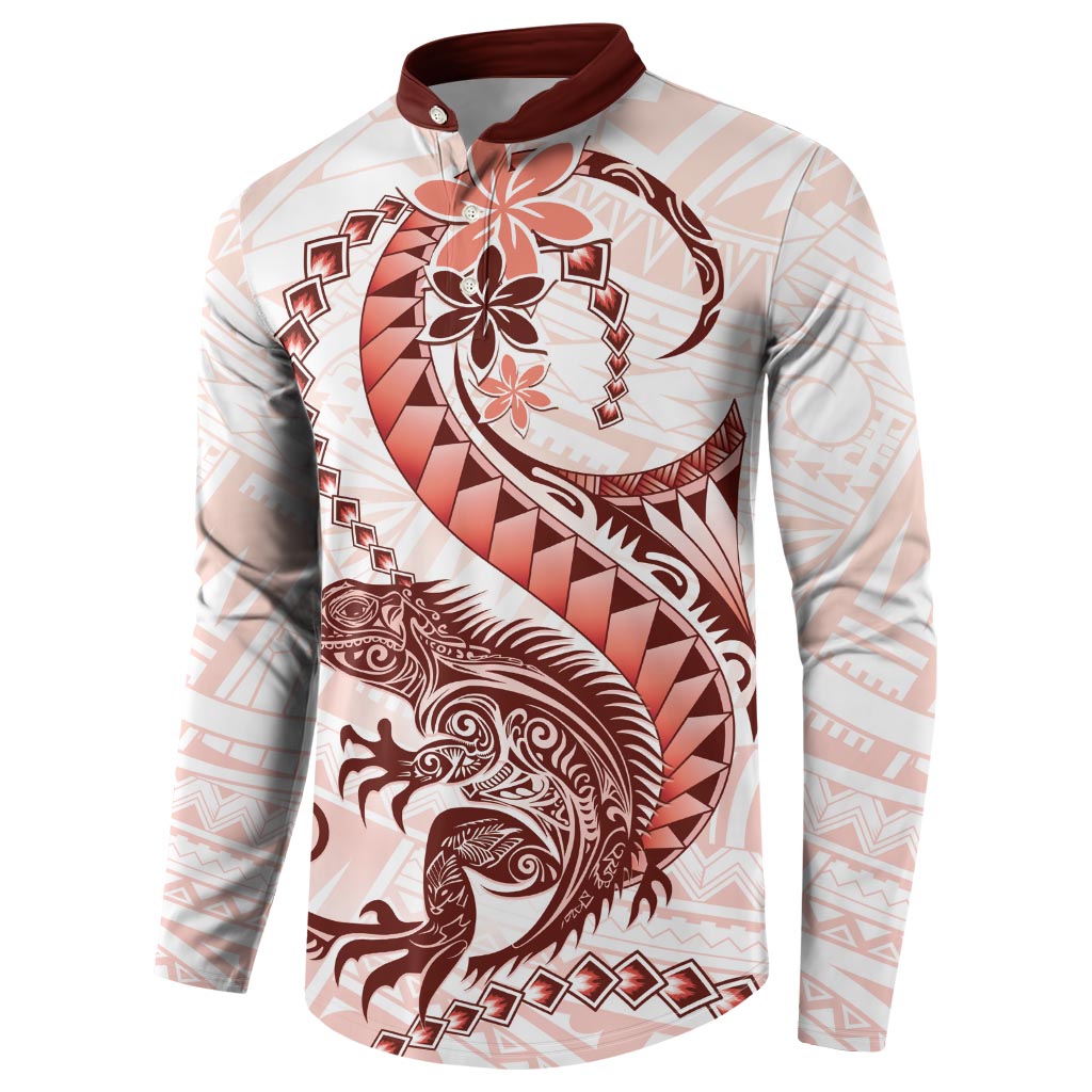 Red Maori Tuatara Button Sweatshirt Luxury Pastel Pattern