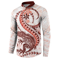 Red Maori Tuatara Button Sweatshirt Luxury Pastel Pattern