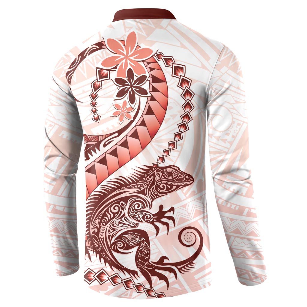 Red Maori Tuatara Button Sweatshirt Luxury Pastel Pattern