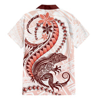 Red Maori Tuatara Family Matching Mermaid Dress and Hawaiian Shirt Luxury Pastel Pattern LT01 - Polynesian Pride