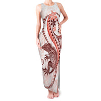 Red Maori Tuatara Family Matching Tank Maxi Dress and Hawaiian Shirt Luxury Pastel Pattern LT01 Mom's Dress Red - Polynesian Pride