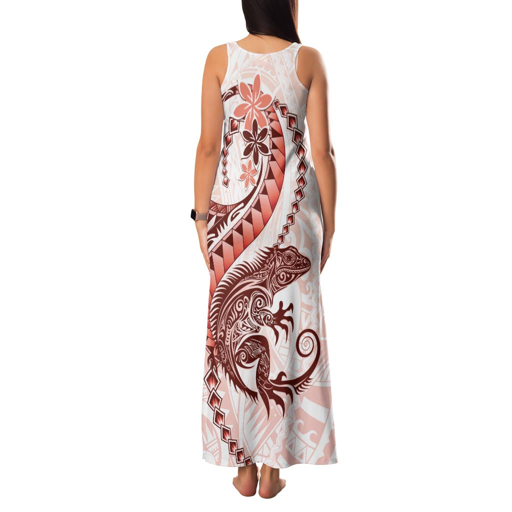 Red Maori Tuatara Family Matching Tank Maxi Dress and Hawaiian Shirt Luxury Pastel Pattern LT01 - Polynesian Pride