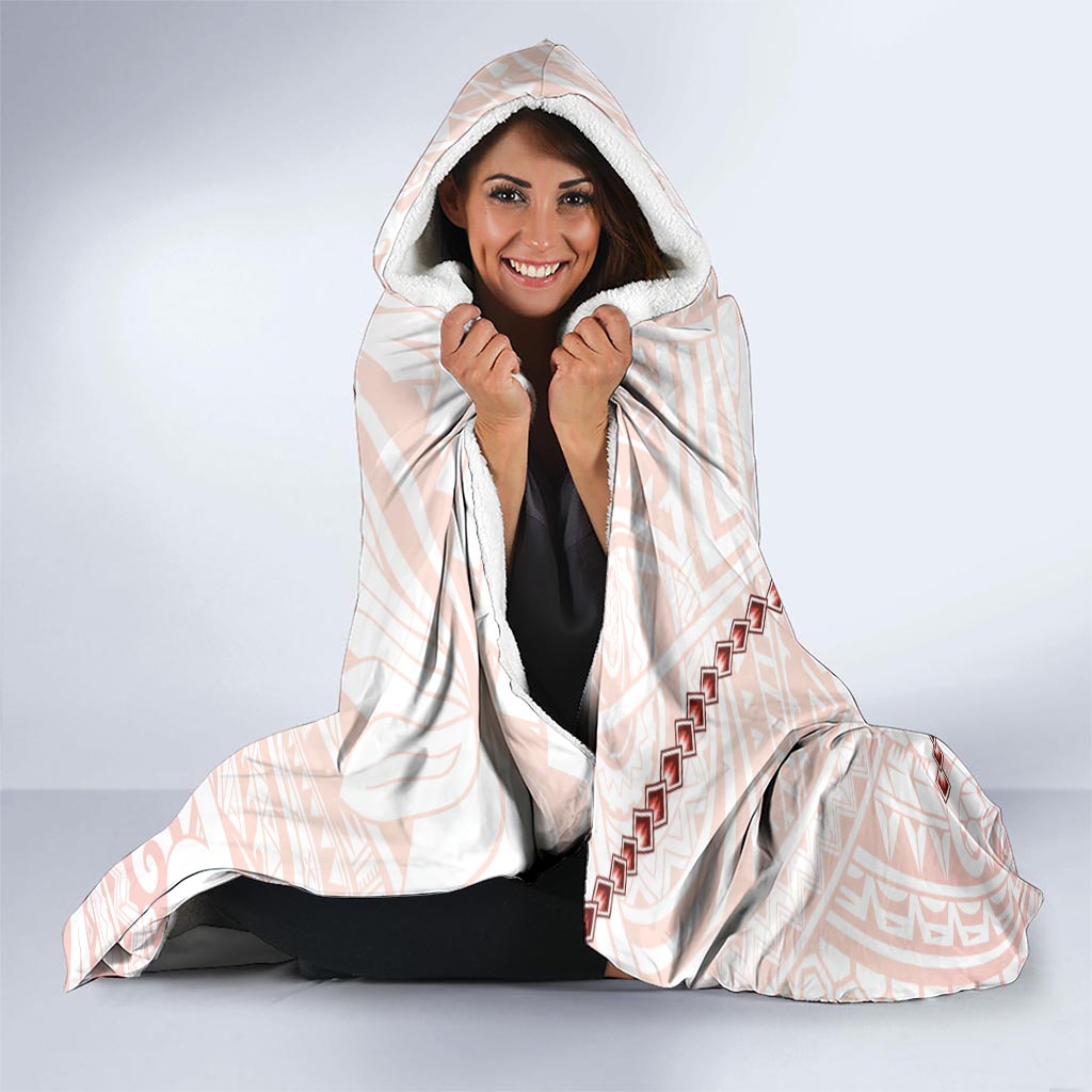Red Maori Tuatara Hooded Blanket Luxury Pastel Pattern