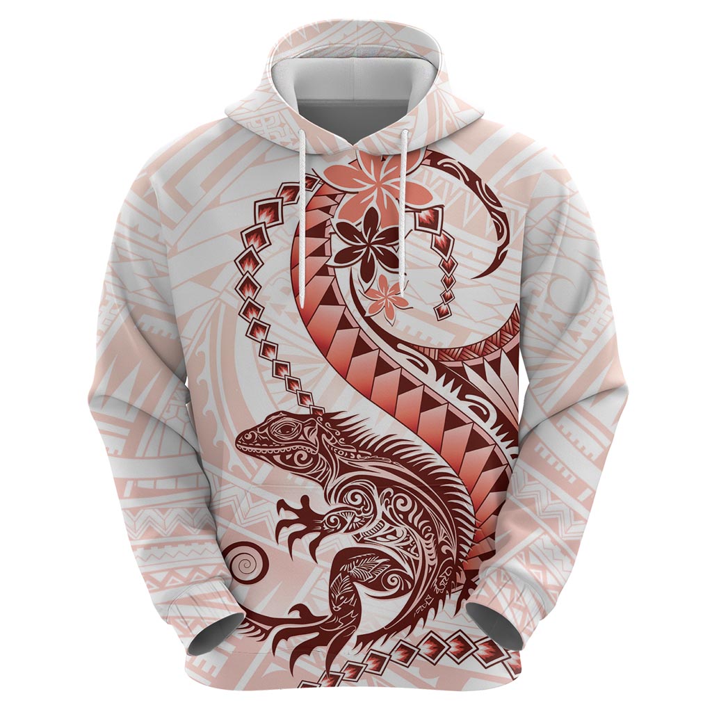 Red Maori Tuatara Hoodie Luxury Pastel Pattern