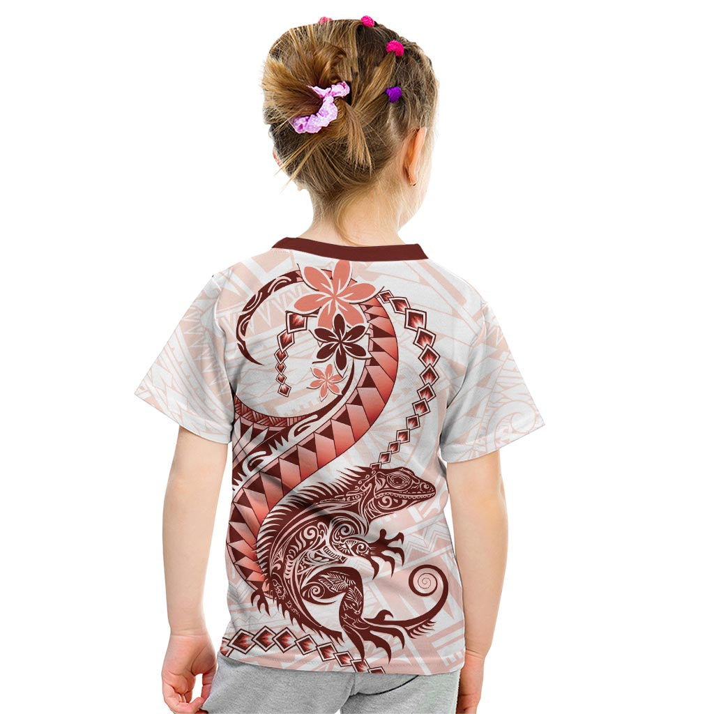 Red Maori Tuatara Kid T Shirt Luxury Pastel Pattern LT01 - Polynesian Pride