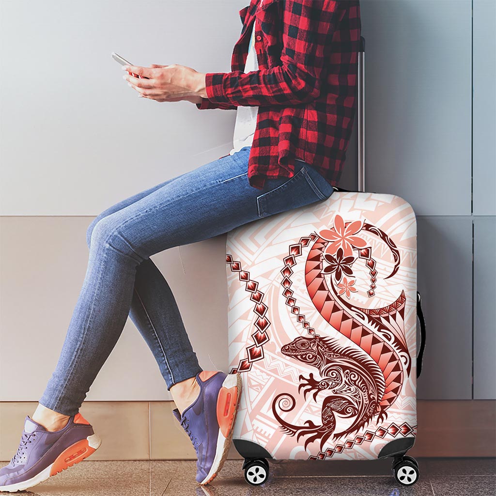 Red Maori Tuatara Luggage Cover Luxury Pastel Pattern