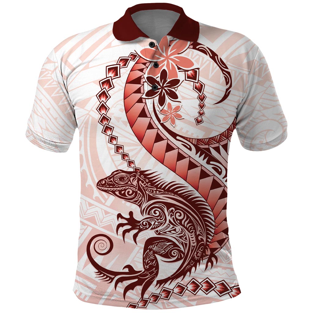 Red Maori Tuatara Polo Shirt Luxury Pastel Pattern
