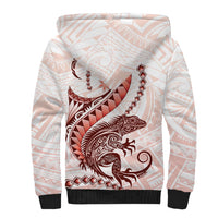 Red Maori Tuatara Sherpa Hoodie Luxury Pastel Pattern