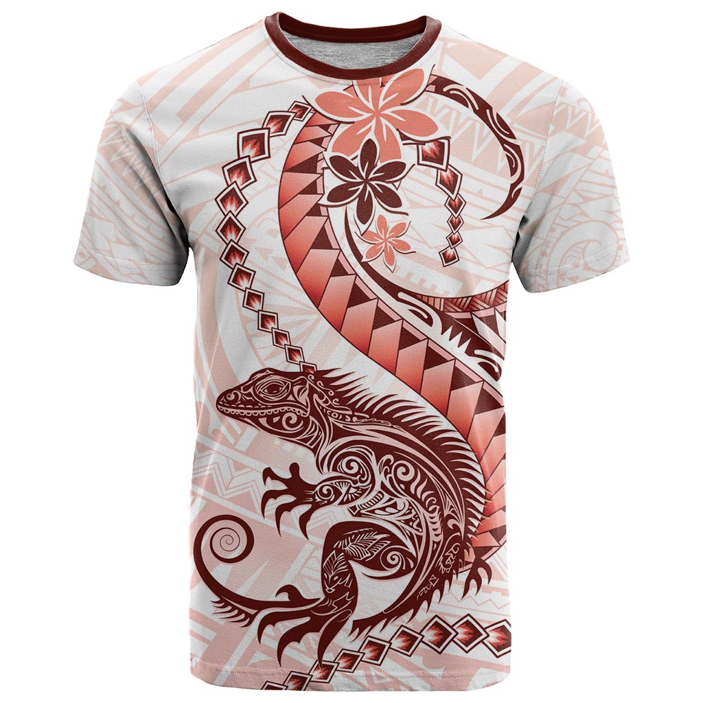 Red Maori Tuatara T Shirt Luxury Pastel Pattern LT01 Red - Polynesian Pride