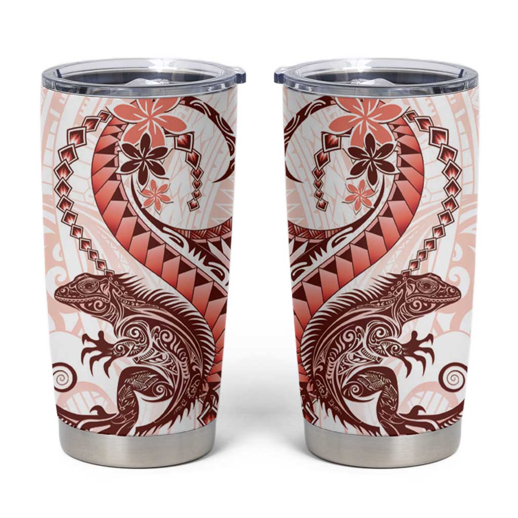 Red Maori Tuatara Tumbler Cup Luxury Pastel Pattern