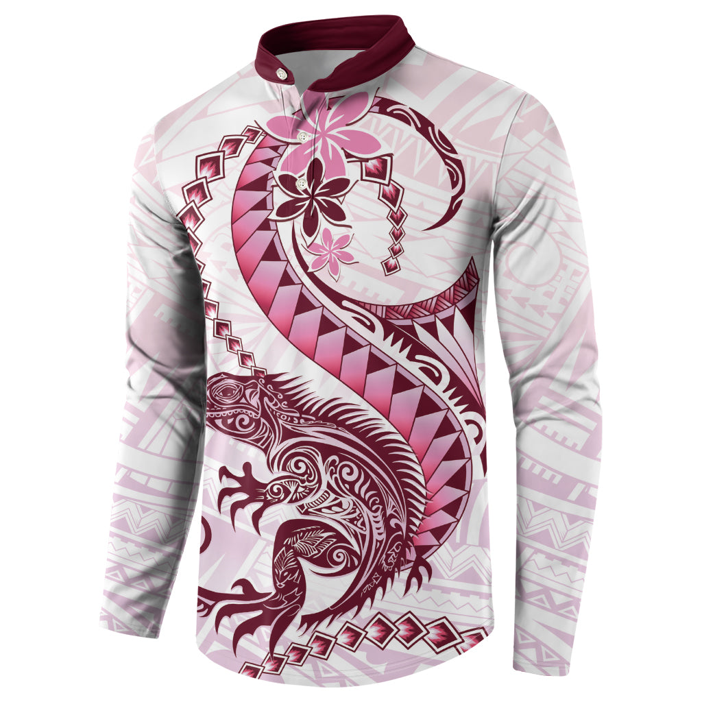 Pink Maori Tuatara Button Sweatshirt Luxury Pastel Pattern