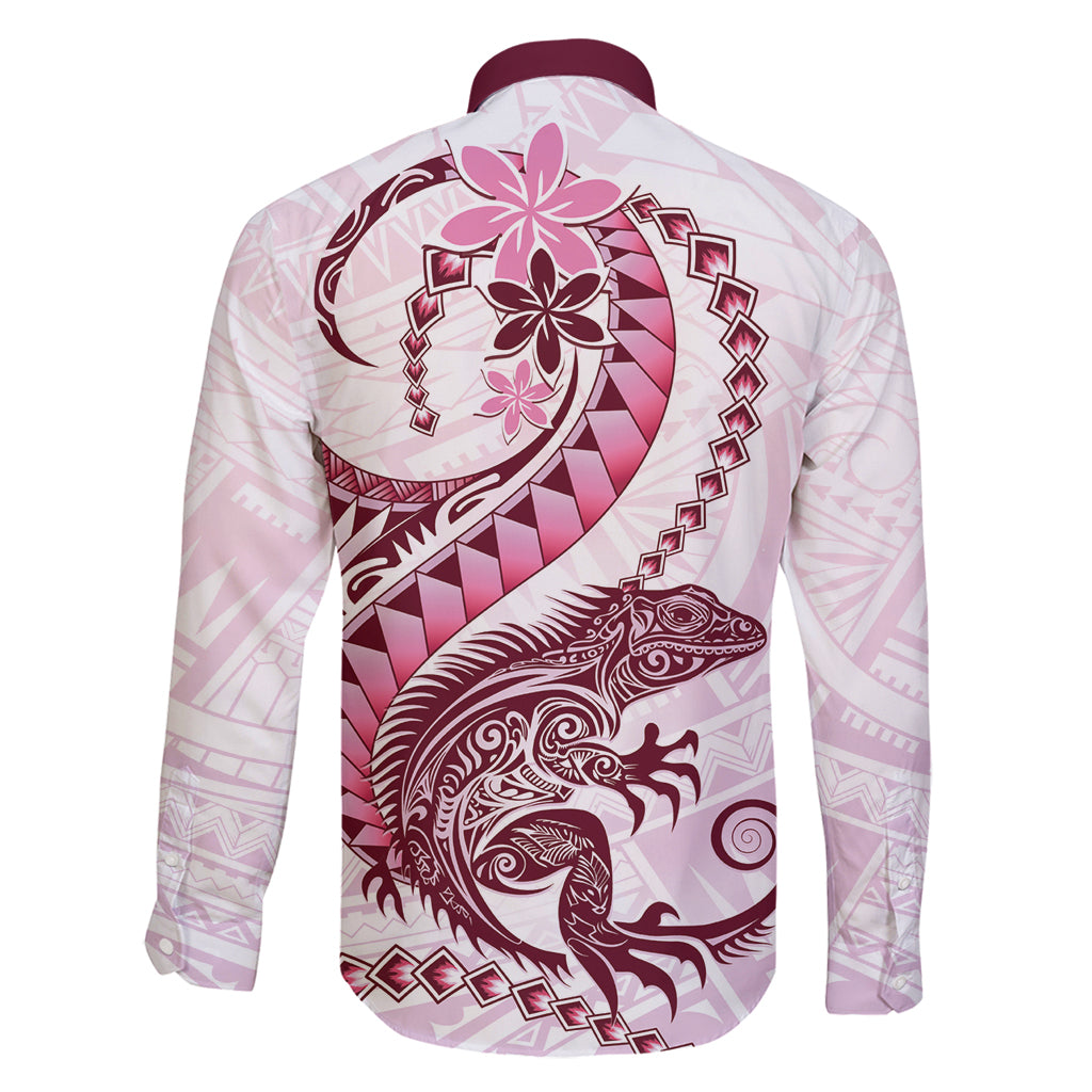 Pink Maori Tuatara Family Matching Off Shoulder Maxi Dress and Hawaiian Shirt Luxury Pastel Pattern LT01 - Polynesian Pride