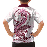 Pink Maori Tuatara Family Matching Summer Maxi Dress and Hawaiian Shirt Luxury Pastel Pattern LT01 - Polynesian Pride