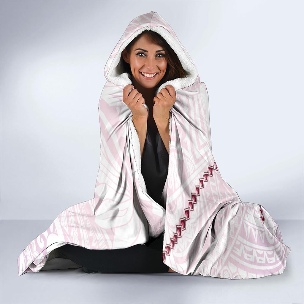 Pink Maori Tuatara Hooded Blanket Luxury Pastel Pattern
