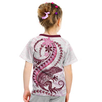 Pink Maori Tuatara Kid T Shirt Luxury Pastel Pattern LT01 - Polynesian Pride