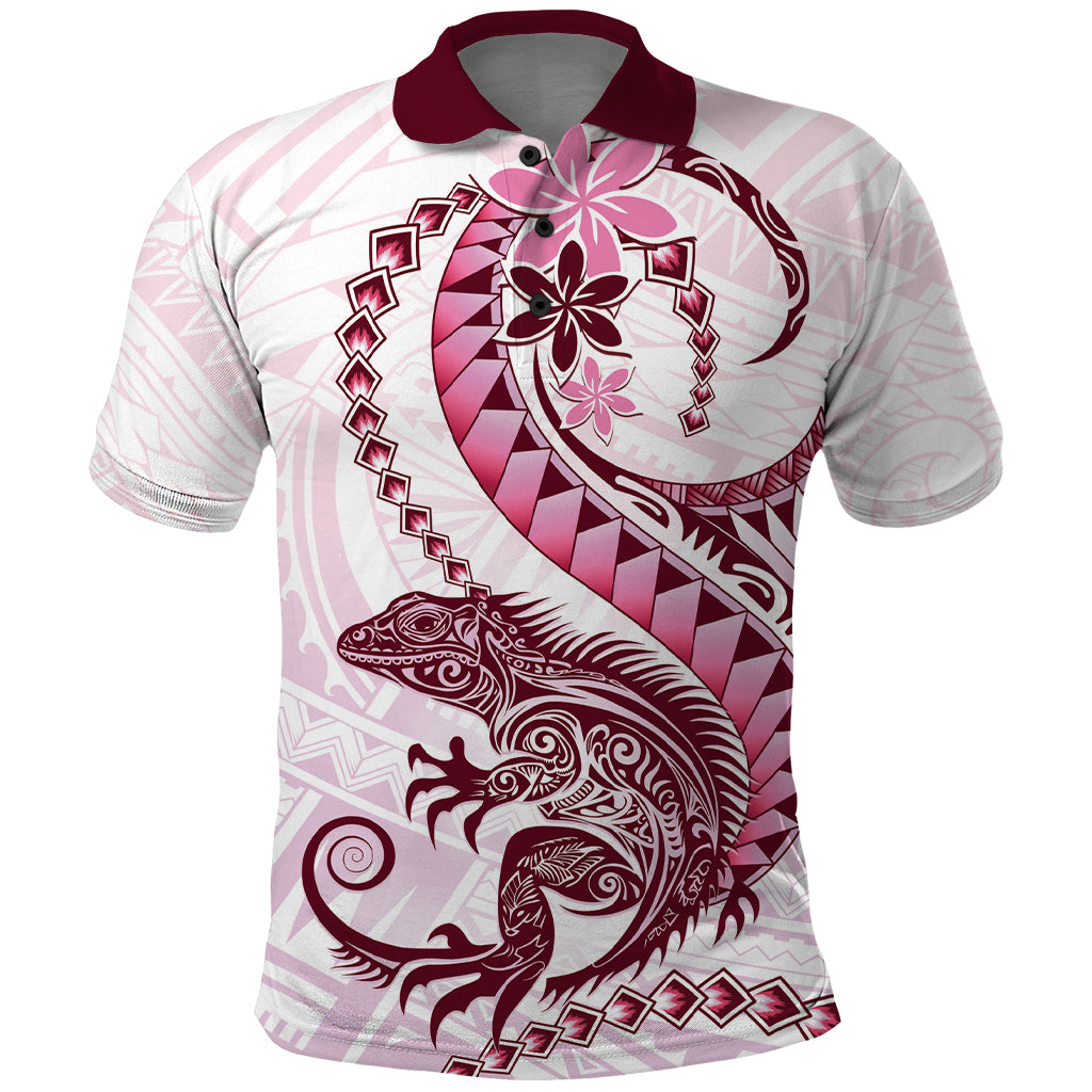 Pink Maori Tuatara Polo Shirt Luxury Pastel Pattern