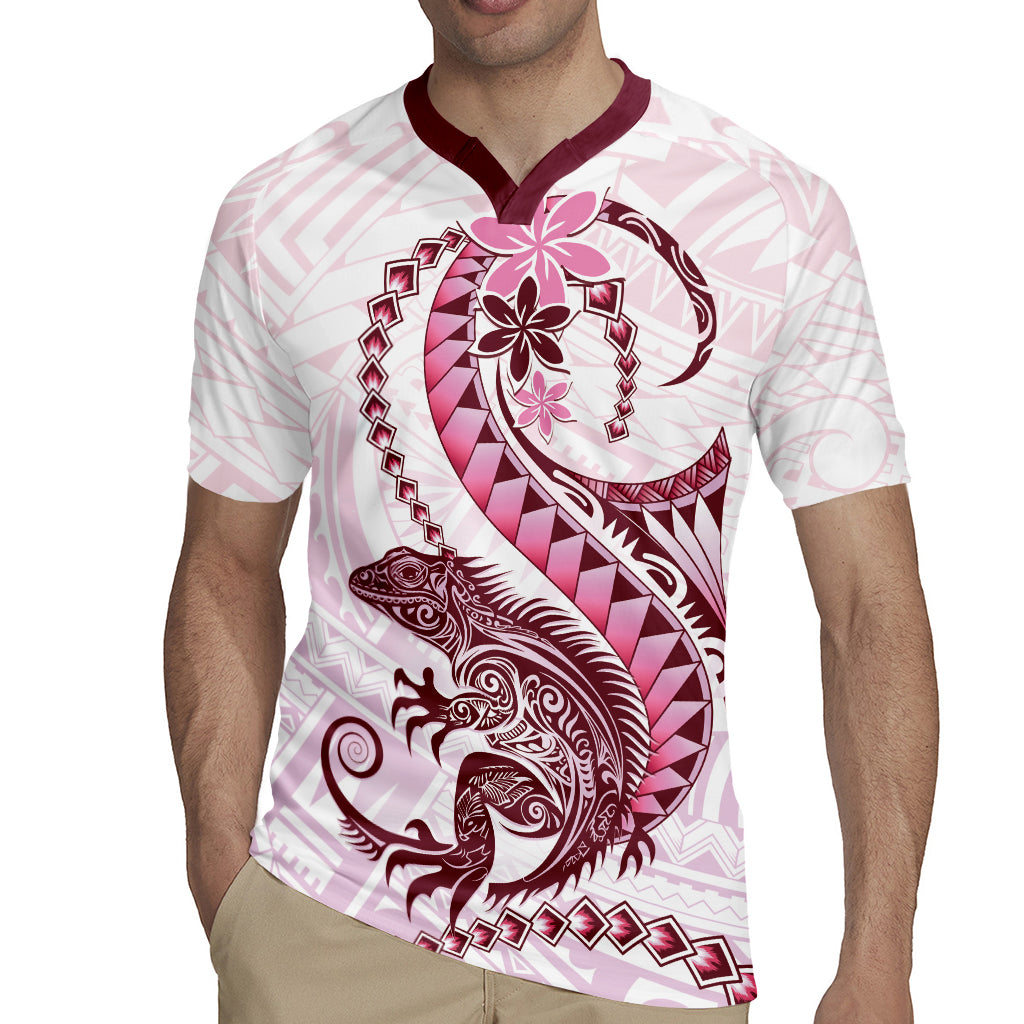 Pink Maori Tuatara Rugby Jersey Luxury Pastel Pattern