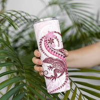 Pink Maori Tuatara Skinny Tumbler Luxury Pastel Pattern LT01 - Polynesian Pride
