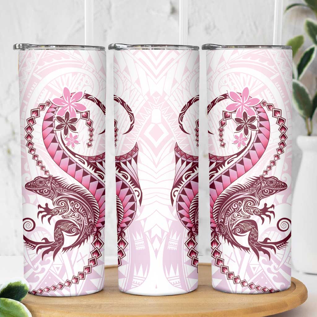Pink Maori Tuatara Skinny Tumbler Luxury Pastel Pattern LT01 - Polynesian Pride