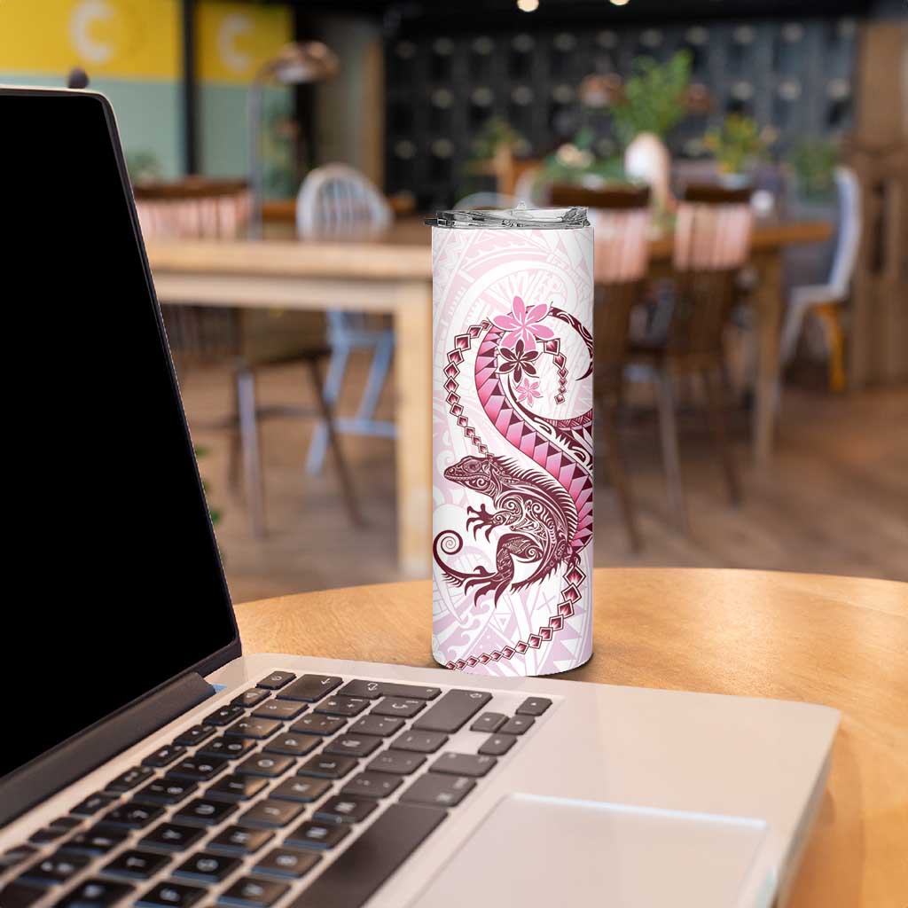 Pink Maori Tuatara Skinny Tumbler Luxury Pastel Pattern LT01 - Polynesian Pride