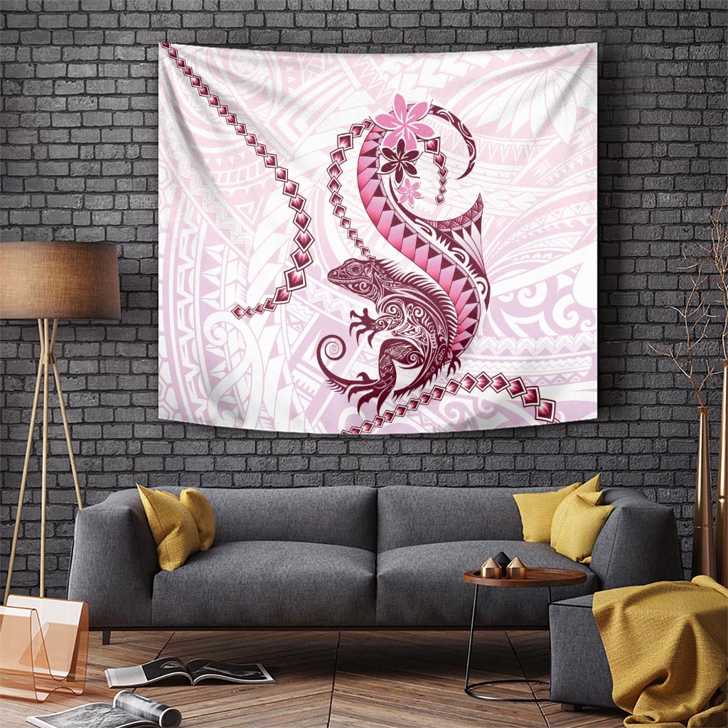 Pink Maori Tuatara Tapestry Luxury Pastel Pattern