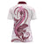 Pink Maori Tuatara Women Polo Shirt Luxury Pastel Pattern