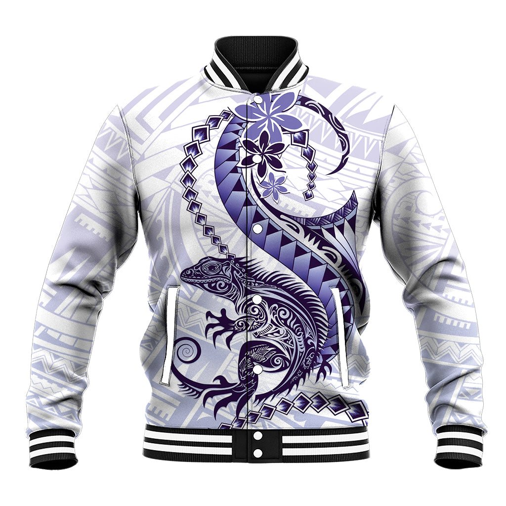 Purple Maori Tuatara Baseball Jacket Luxury Pastel Pattern