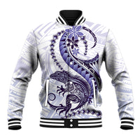 Purple Maori Tuatara Baseball Jacket Luxury Pastel Pattern