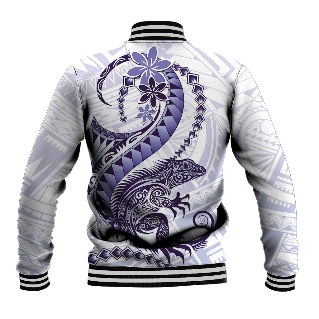 Purple Maori Tuatara Baseball Jacket Luxury Pastel Pattern