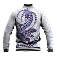 Purple Maori Tuatara Baseball Jacket Luxury Pastel Pattern