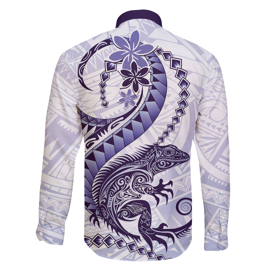 Purple Maori Tuatara Family Matching Long Sleeve Bodycon Dress and Hawaiian Shirt Luxury Pastel Pattern