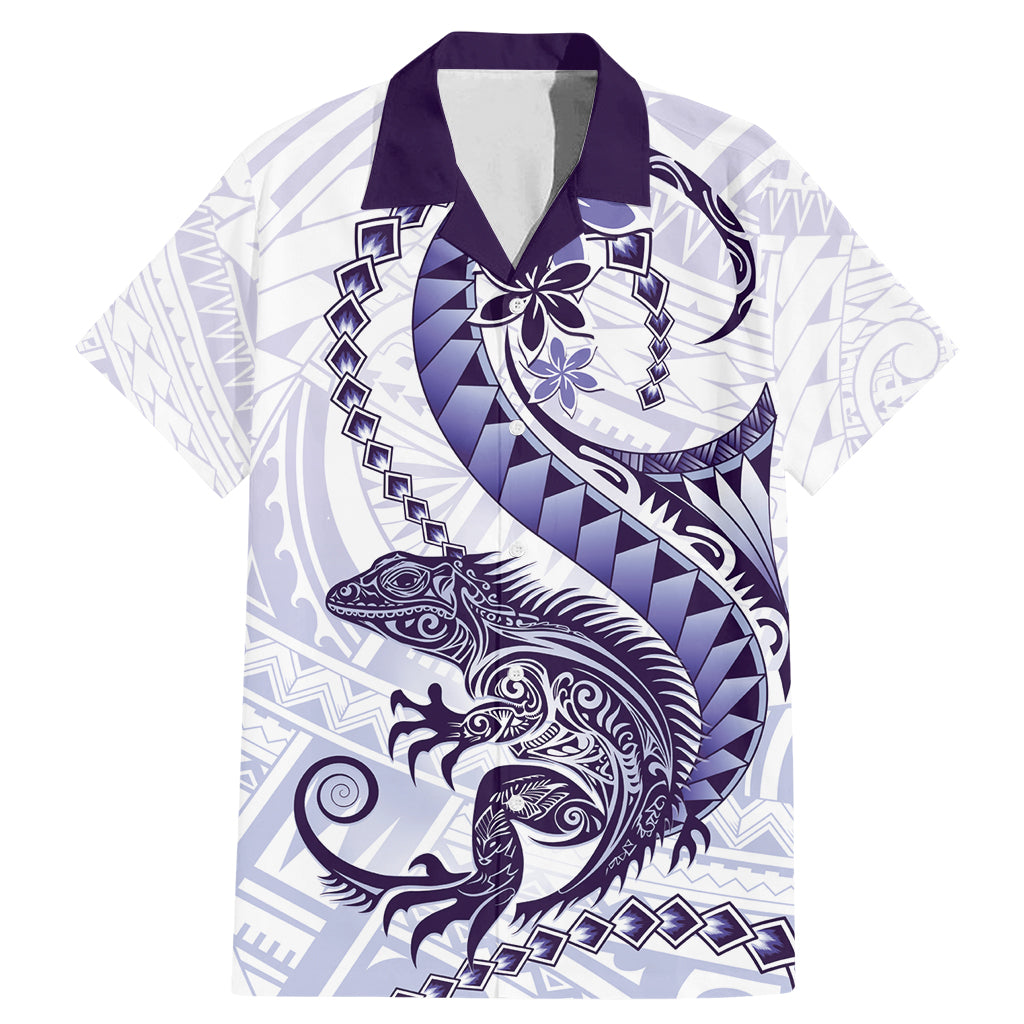 Purple Maori Tuatara Family Matching Mermaid Dress and Hawaiian Shirt Luxury Pastel Pattern LT01 Dad's Shirt - Short Sleeve Purple - Polynesian Pride