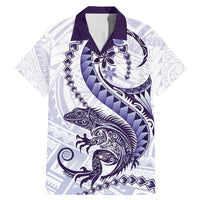 Purple Maori Tuatara Family Matching Mermaid Dress and Hawaiian Shirt Luxury Pastel Pattern LT01 Dad's Shirt - Short Sleeve Purple - Polynesian Pride