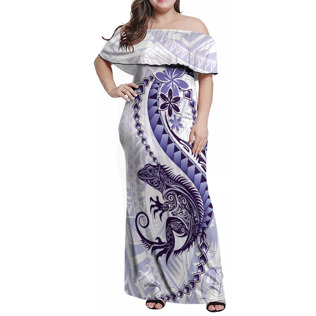 Purple Maori Tuatara Family Matching Off Shoulder Maxi Dress and Hawaiian Shirt Luxury Pastel Pattern LT01 Mom's Dress Purple - Polynesian Pride